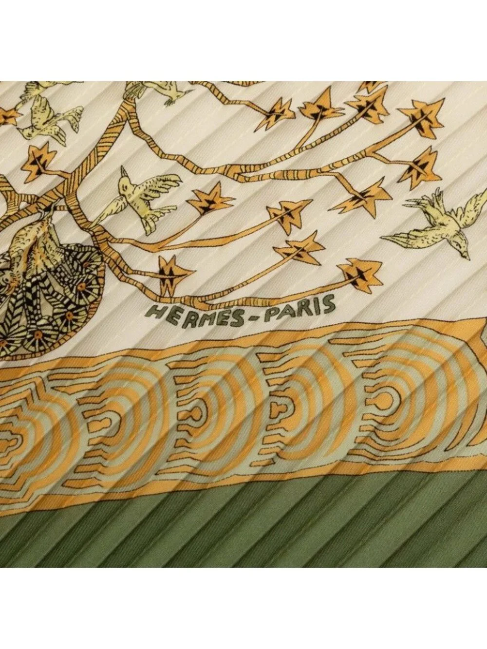 Hermes Carre 90 Pleated les Legendes de L'arbre Wood Legend Scarf Large